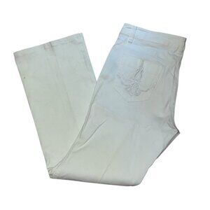 Nicole Miller Ivory White Cotton Blend Straight Leg Jeans Size 10 Womens